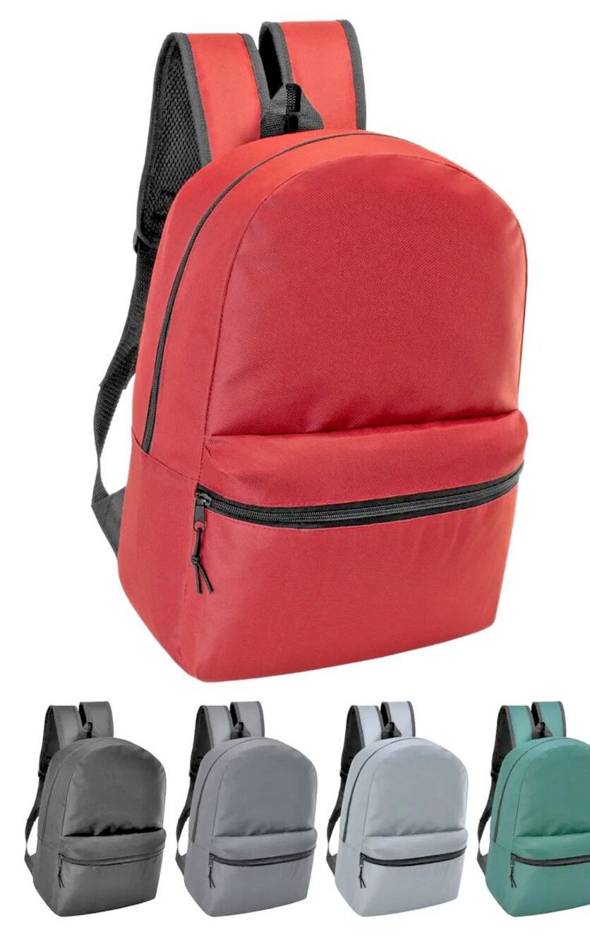 Moda West Kids Backpack 17" – Red or Black Padded Straps Front Pocket New
